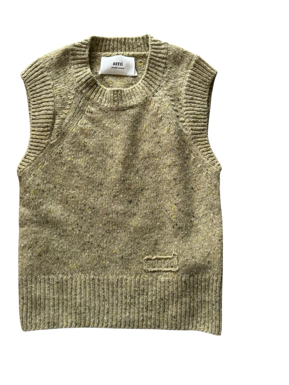 AMI PARIS
Khaki Embroidered Vest .  NWT.